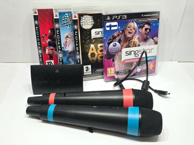 PS3 - Langattomat Singstar mikit + 4 peliä