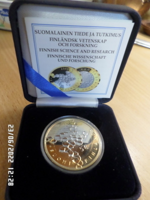 Suomalainen Tiede ja  Tutkimus  5  euroa  Juhlraha   Proof