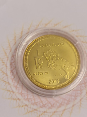 Bitcoin Denarium 1/10 BTC kolikkoja, vuosi 2015, ladattu