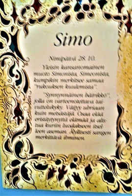NO 1 - SIMO - NIMIPÄIVÄKORTTI