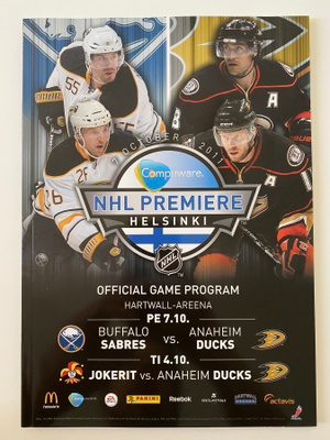 NHL Premiere Helsinki 2011 Game Program Selänne Jokerit