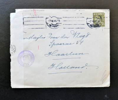 1944 kirjekuori Hollantiin tarkastettu Suomi ja Natsisaksa