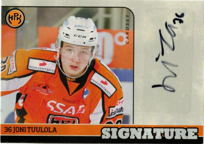 2014-15 Cardset JONI TUULOLA HPK Tappara Signature nimmari