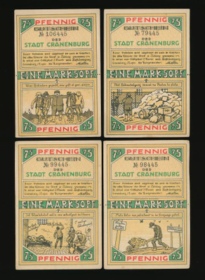 Saksa Notgeld 8 x 75 Pfg, Cranenburg 1921