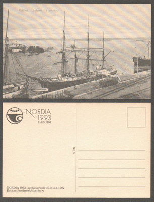 Kotka Satama Purjealus Nordia 1993 Postikortti kulkematon