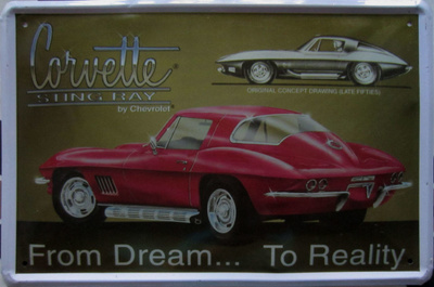 Corvette Stingray - Metallinen taulu 20 x 30cm