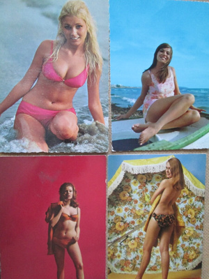 neljä pin-up postikorttia
