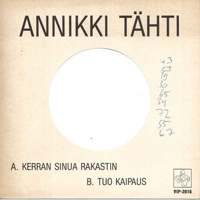 ANNIKKI TÄHTI: Kerran Sua Rakastin / Tuo Kaipaus  7" kannet