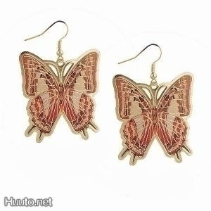 366 .. Kulta Duble Butterfly Perhonen .. Korvakorut