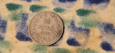 25 penniä 1916 hopeaa kolikko