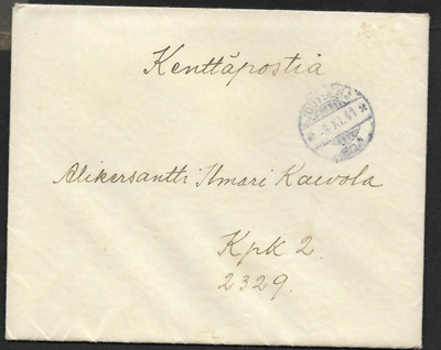 Kenttäposti - Joutseno 8.11.1941