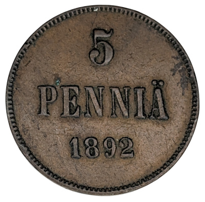 5 Penniä 1892