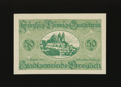 Saksa Notgeld 50 Pfennig, Breisach 1.8.1919