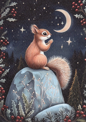 Orava istuu kiven päällä