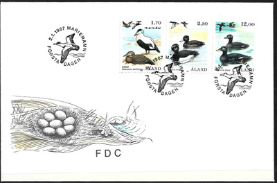 FDC Åland 1987 Lintusarja LaPe  ÅL 020 -022