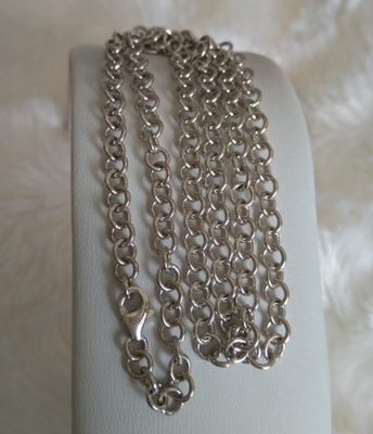 UUSI. 925 hopeinen pyöreä lenkki kaulaketju 60cm. IceSilver