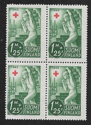 Punainen risti 1945 1+0,25mk (LAPE 4x291) ** nelilö