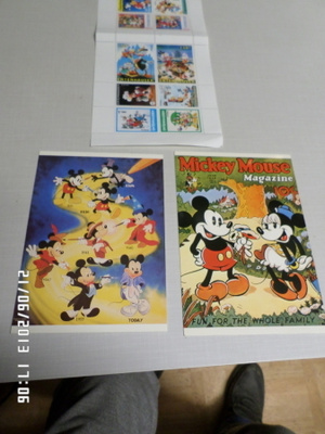 Mickey Mouse Magazine Mikkihiiri kortit ja postimerkit ,