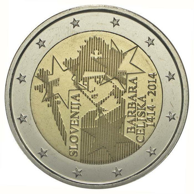 ** SLOVENIA 2€ 2014 Barbara Celjska pillerissä **