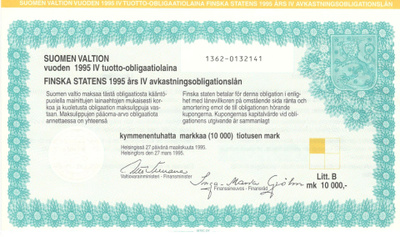 OKK  1995 IV tuotto-obligaatiolaina 27.3.1995 Iiro Viinanen