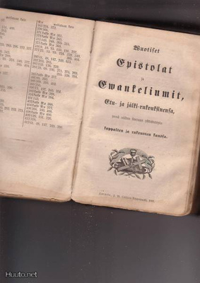 Virsi, epistola- evankeliumit, kirja 1862, J. W. Lillja.