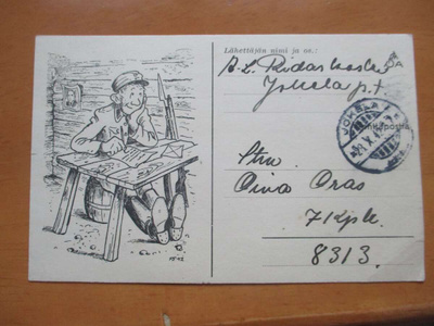 Sotilas kirjoittaa kirjettä kp - 1942