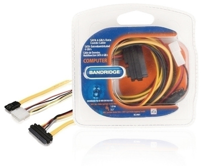Bandridge Yhdistelmäkaapeli SATA + Molex - 7+15pin SATA, 1m