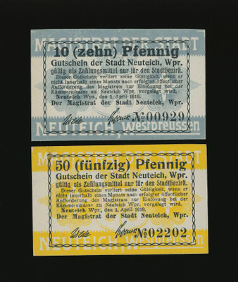 Saksa Notgeld 10, 50 Pfg, Neuteich 1919