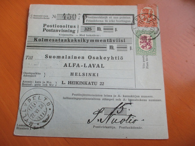 1928 Myllypelto (Räisälä) postiosoitus