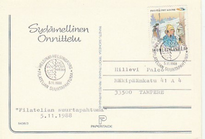 ERIKOISLEIMA , Filatelian suurtapahtuma, Helsinki 5.11.1988
