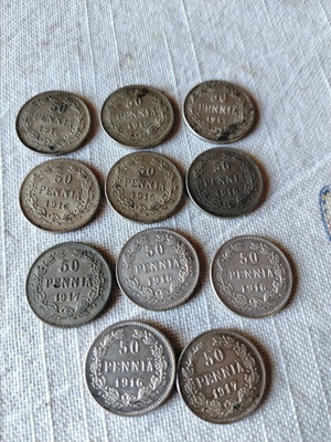 11 kpl tsaarin hopeisia 50 pennisiä