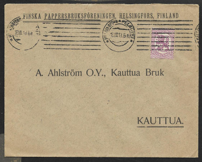 Postilähetys - Saarinen 0,40mk (LAPE 72A) Helsinki 18.8.1919