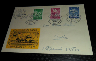 LaPe 385-387 LÄHES ENSIPÄIVÄ LEIMA 2-4-50 POSTIMERKIN PÄIVÄ