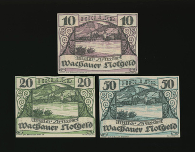 Itävalta Notgeld 10, 20, 50 Heller, Mitter-Arnsdorf 1920