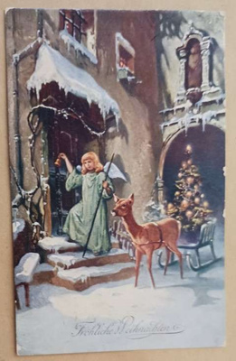 Enkeli soittaa kelloa, kauris tuo joulukuusen, p. 1914