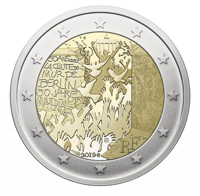 ** RANSKA 2€ 2019 Berliinin muuri pillerissä **