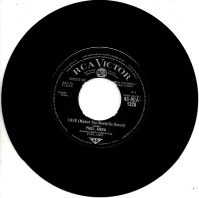 PAUL ANKA: Love (Makes The World Go Round) / Crying In T  7"