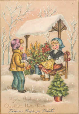 Postikortti, JOULUKORTTI, vanha v 1958 Poriin