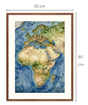 Uusi uniikki fantasia kartta art print taulu 60 cm x 80 cm