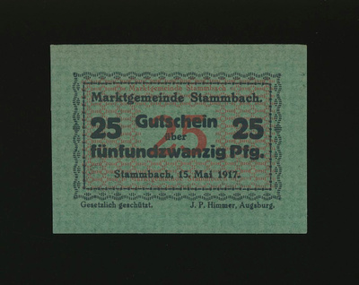 Saksa Notgeld 25 Pfennig, Stammbach 15.5.1917