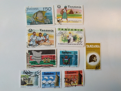 Postimerkki Tansania Zimbabwe Kenia 10 erilaista