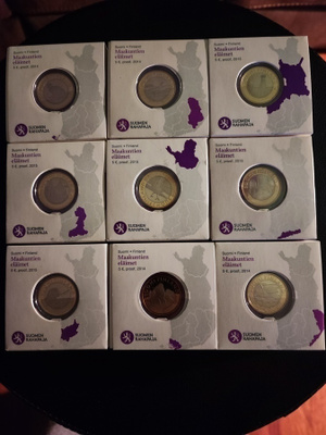 5 euroa maakuntien eläimet proof 2014-2015 9 kpl