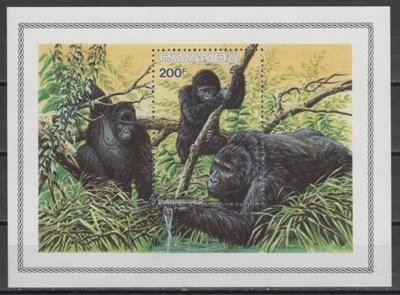 (S0421) RWANDA, 1985 (Gorilla). SS. Block # 103. MNH**
