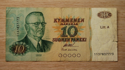 10 markka seteli 1980 Suomi, Paasikivi
