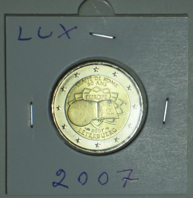 2007 Luxembourg 2€ rooman sopimus kulkematon
