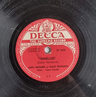 Savikiekko 1942 Anna Mutanen & Kalle Ruusunen Decca SD 5039