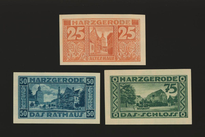 Saksa Notgeld 25, 50, 75 Pfg, Harzerode 1921