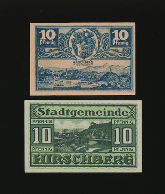 Saksa Notgeld 2 x 10 Pfennig, Hirschberg