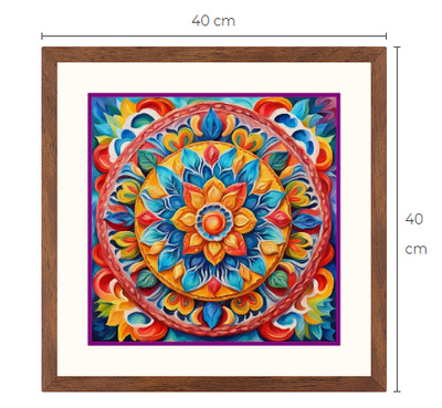 Uusi Mandala taulu koko 40 cm x 40 cm kehyksineen