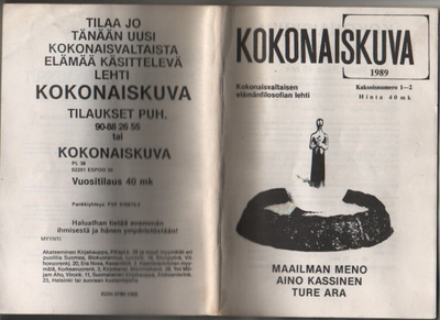 Kokonaiskuva: kokonaisvaltaisen elämänfilosofian lehti, 1989